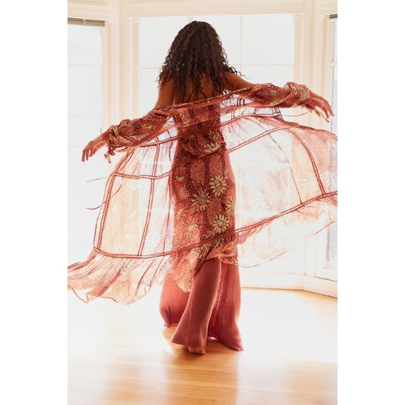 NWT Free People Grasslands Kimono / Rose Combo - Picture 3 of 7